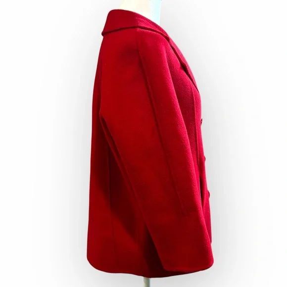 Talbots Red Wool Blend Lightweight Coat Jacket‎ Double Breasted Size 10 - Picture 7 of 14